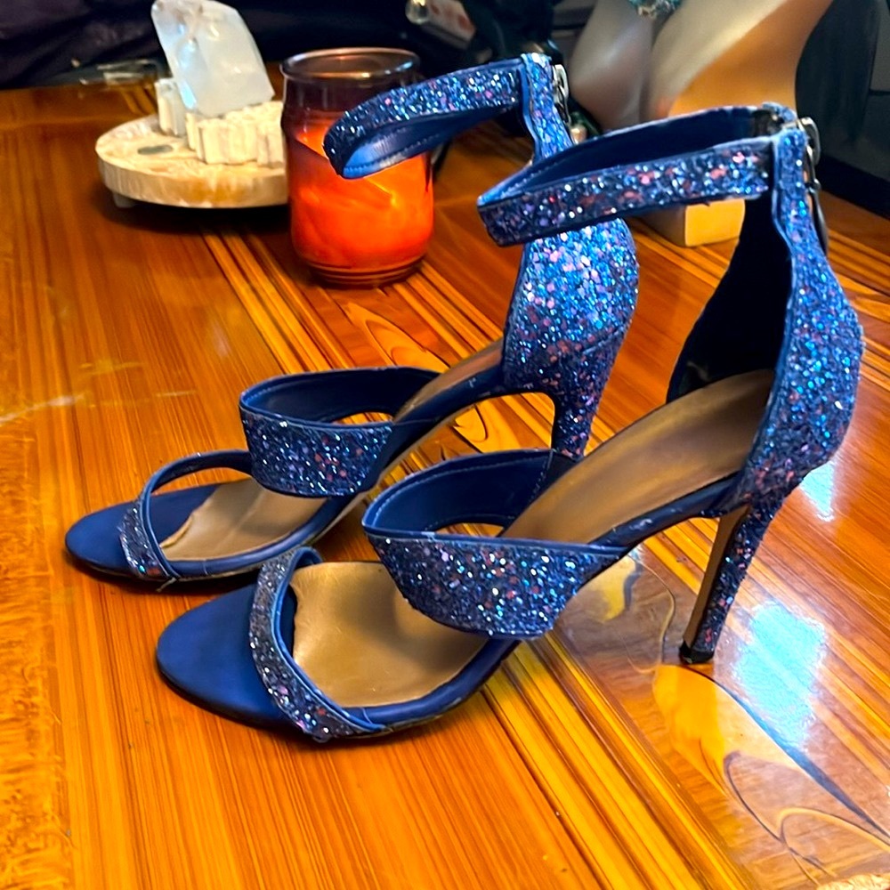 Blue Sparkly French Heels